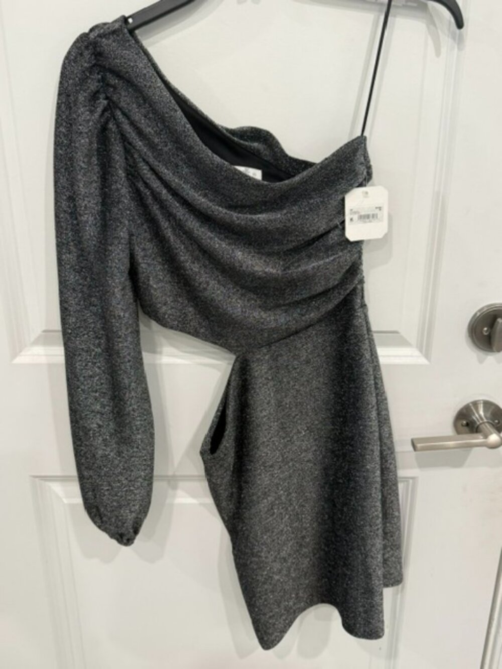 NWT Altar’d State Metallic Shimmer One-Shoulder Mini Dress